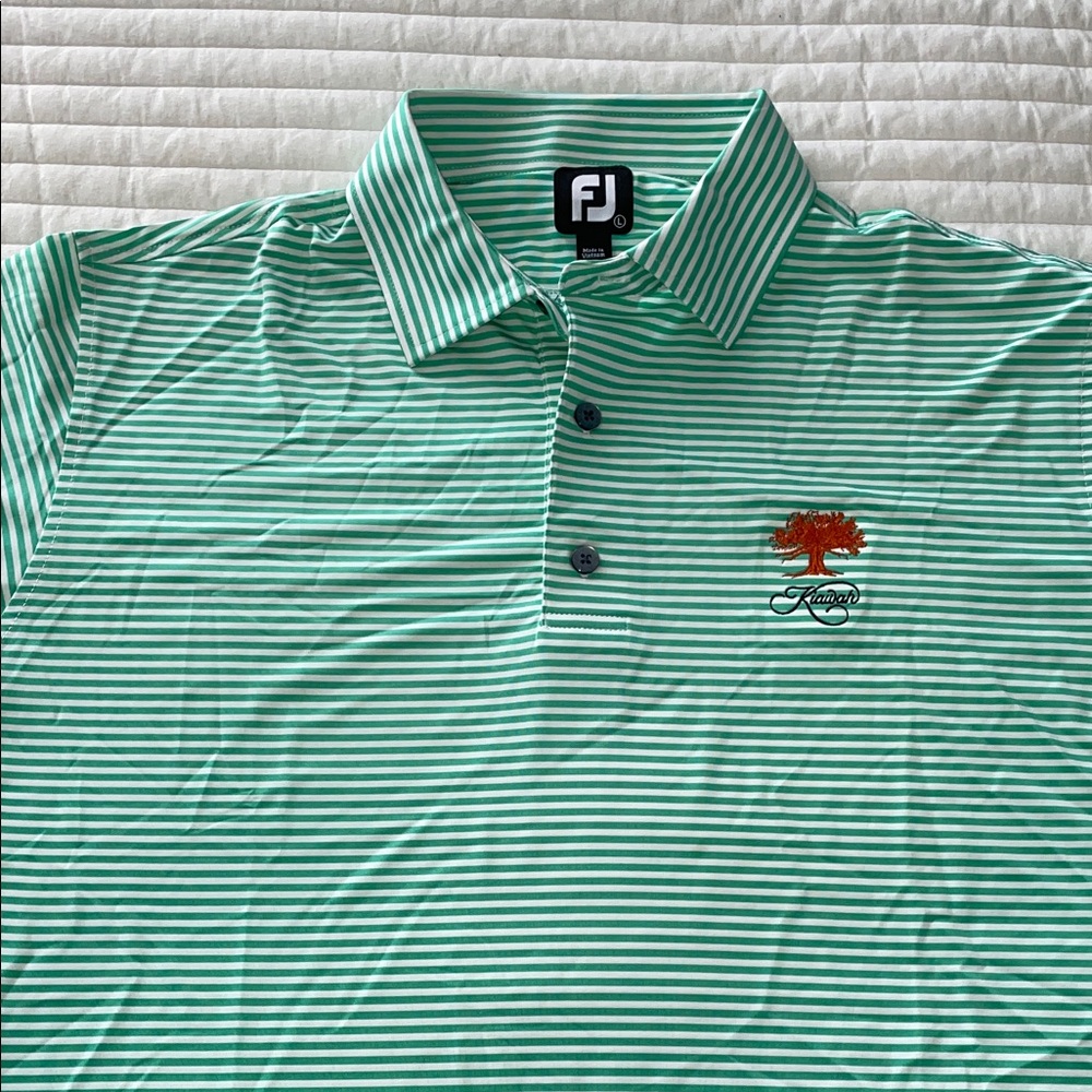 FootJoy Mint and White Striped Polo Shirt